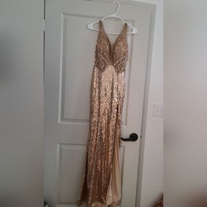 Rose Gold/ Tan prom dress (used)